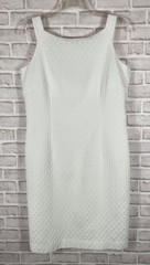 Talbots Dress Womens Sz 18 White Quilted Sheath Strappy Cross-Cross Sleeveless
