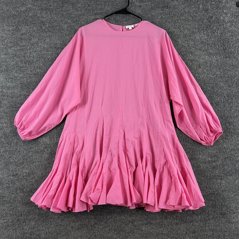 Rhode Dress Small Ella in Prism Pink Mini Ruffle Balloon Sleeve Cotton Boho Cute