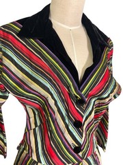 1940s/1950s Maxan Multicolor Striped Dolman Sleeve Hostess Gown – Size Small