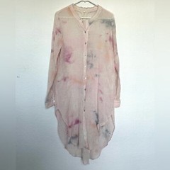 Free People Oversized Button Up Cotton Candy Duster Lightweight Gauze Fabric