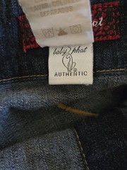 Vtg Y2K Baby Phat Denim Strapless Belted Sheath Stretch Dress W Logo 11