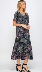 JOSTAR LONG DRESS Poly Spandex Slinky Stretch Knit TRAVEL Black S M L XL 2X 3X