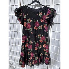 Anthropologie Eva Franco Embroidered Lace Dress Whimsgoth Dark Floral Size 12