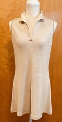 Ever Beauty Dress Sz 6P Gold Metallic Rhinestone Sleeveless Mock Collar Party