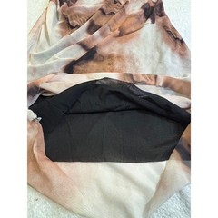 SHEIN Brown Marble Print Mesh Ruched Bodycon Maxi Dress Long Sleeve XL 12