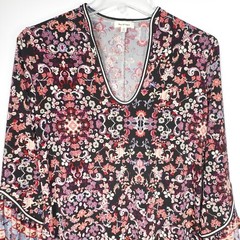 Max Studio Floral 3/4 Bell Sleeve S Shift Dress Nordstrom Purple Black Stretch