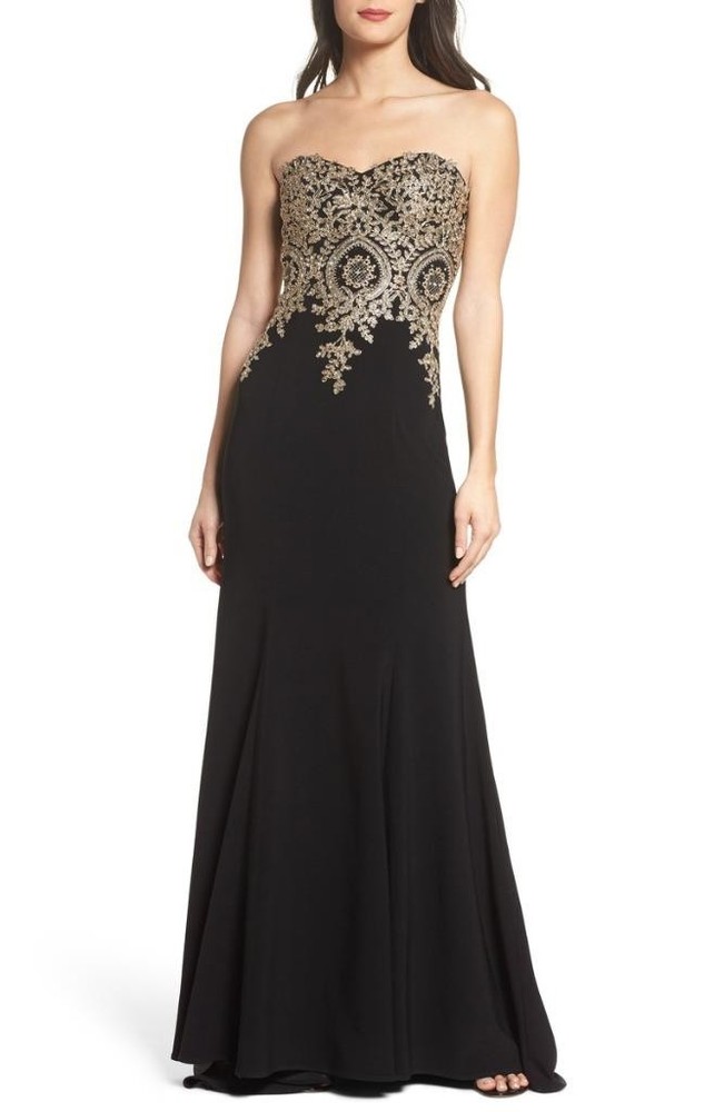 Xscape Corset Back Embellished Strapless Gown- Size 4- (FLK#112 B)