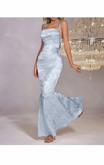 GLNEGE Women&rsquo;s Satin Bodycon Maxi Dress Elegant Formal Spaghetti Strap Cowl Neck