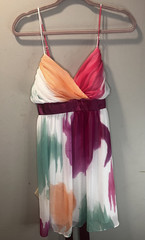 Alyn Paige New York Women&rsquo;s 9/10 Watercolor Chiffon Empire Waist Tie Back Dress
