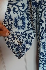 VOULEZ VOUS navy white China print zip back 60s tunic satin look size S UK10 NWT
