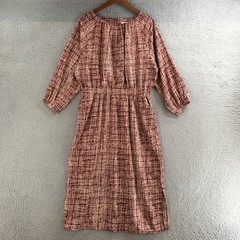 Prologue Midi Dress Womens L 3/4 Sleeve Crew Neck Casual Cinched Waist Burgundy