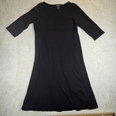 Eileen Fisher Petite PM Black Tencel Lyocell Stretch A-Line Dress 3/4 Sleeve