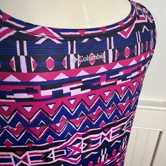Columbia Pink Blue Geometric Aztec Sleeveless Shift Dress AK1422 Womens Large