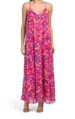 Nicole Miller New York Floral Satin Maxi Dress Size M Women