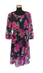 Alexa B Nites Midi Dress 12 Black Pink Green Blue Yellow Red Fit Flare Belted L