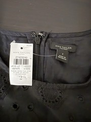 Ann Taylor A-Line Tank Dress Sz 2 Black Sleeveless Eyelet Cotton Office Career