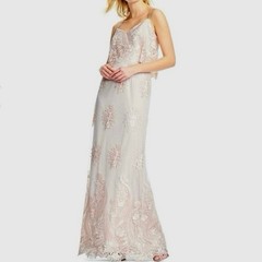ADRIANNA PAPELL Almond Pink Embroidered Lace Popover Dress Gown – Sz 6 – NWT