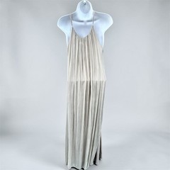 Meo Meli Italy Maxi Silk Slip Dress One Size Champagne Sheer Spaghetti Straps
