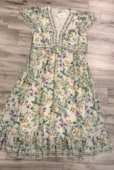 NWT 1X Max Studio Women&rsquo;s Plus Size Multi-color Floral V-Neck Tiered Maxi Dress