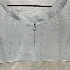 Boden Empire Waist Light Blue Silver Floral Dress Lined Size US 6 Cocktail
