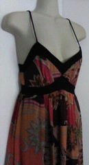 Forever* Fuchsia*Peach & Brown Multicolor* Spaghetti Strap Maxi Dress Sz 5 Small
