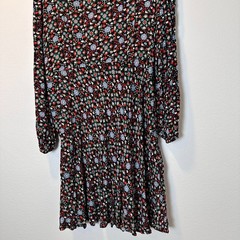 Boden Size-US 20/22R Women&rsquo;s Dress Floral Black Long Sleeve Tie Neck