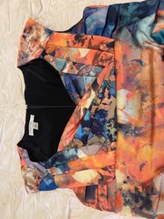 Ivy Blue Maggie Boutique Orange & Blue Cocktail Dress sz 6