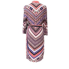 Y2K Boho Flowy Medium Midi Dress NWT Geometric Festival Pink Bell Sleeve Stretch