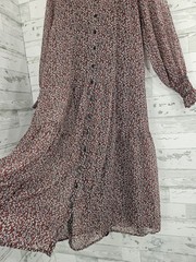 Mango Floral Print Sheer Button Down Long Sleeve Cottagecore Midi Dress Womens 6