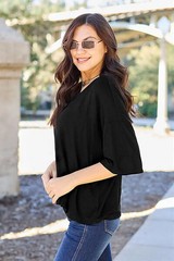 Luxury Opaque Drop Shoulder T-Shirt with Slight Stretch – Full Size, 95% Polyest