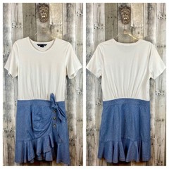 Veronica Beard Bari Tie Waist Ruffle Combo Dress Size Large.