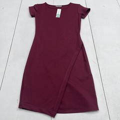 Loveappella Burgundy Zola Knit Short Sleeve Dress Women’s Size Small New