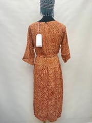 Brand New Toast Burnt Orange Geometric Midi Tie Waist Dress Size 10