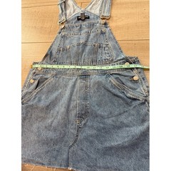 Gloria Vanderbilt Jeans Denim Overall Dress Medium Wash Frayed Hem Vintage – M