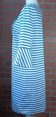 Draper James Sea Blue & White Sailor Striped Ruffled Shift Dress Size 8 Nautical