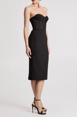 Helsi Natalia Strapless Mesh & Crepe Cocktail Midi Dress