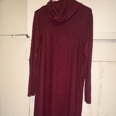 Pink Blush Burgundy Knit Cowl Neck Long Sleeve Elbow Patch Shift Dress L