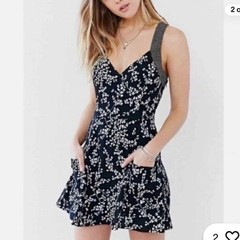Kimchi Blue and Black Floral Mini Dress Crisscross Straps