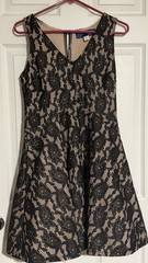 Blue Rain Dress with Black Overlay and beige size Large