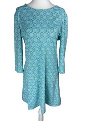 Sailor Sailor Dress Medium Blue Green A Shape Mini Golf Beach Yacht 3/4 Sleeve