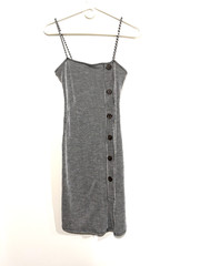 Vintage Y2K Black/White Striped Mini Dress Spaghetti Strap Size S Clubwear Rave