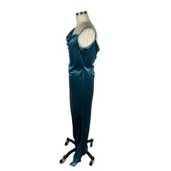 SOCIAL BRIDESMAIDS Asymmetrical One Shoulder Luxe Velvet Maxi Slip Dress Blue XS