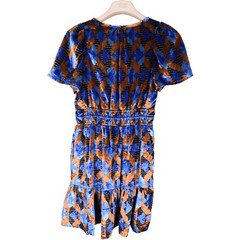 NEW By Anthropologie The Somerset Mini Dress: Velvet Edition Blue Motif Sz S NWT