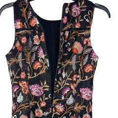 WHBM SZ 0 Mini Sheath Dress Floral Embroidered Sleeveless Rear Zipper Lined