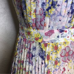 Plenty Dresses by Tracy Reese white blue yellow accordion pleat midi dress 4