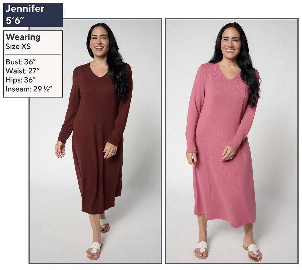 Denim & Co. Essentials Jersey 2-Pack Dresses Size S Raisin Brown Rose A703339