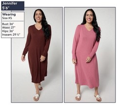 Denim & Co. Essentials Jersey 2-Pack Dresses Size S Raisin Brown Rose A703339