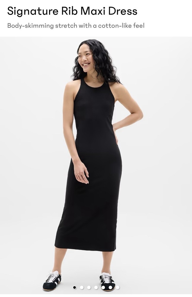 Brand NEW w/ TAGS : ATHLETA Signature Rib Maxi Dress : Size Large : Black