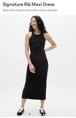 Brand NEW w/ TAGS : ATHLETA Signature Rib Maxi Dress : Size Large : Black