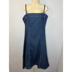 GAP Strapless Denim Midi Dress Ajustable Straps Dark Wash Casual Women&rsquo;s L New